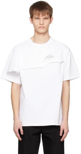 Белая футболка с двойным воротником Feng Chen Wang