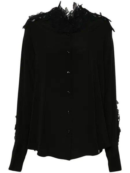 Ermanno Scervino шелковая рубашка с кружевом, черный