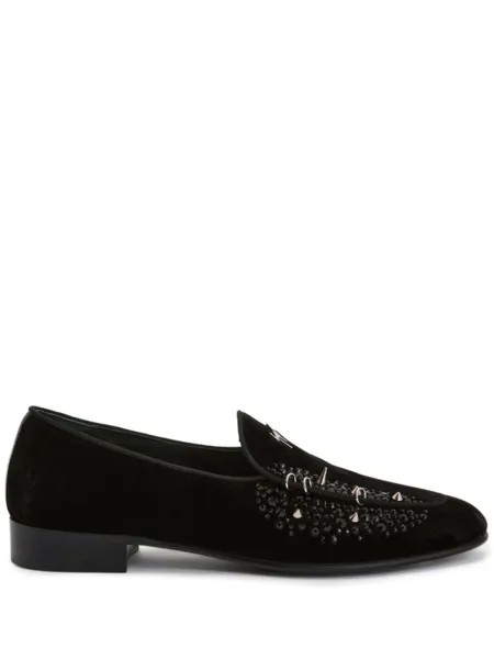Giuseppe Zanotti бархатные лоферы с заклепками, черный