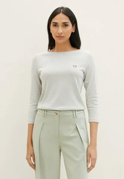 Рубашка с длинным рукавом TOM TAILOR, цвет green offwhite thin stripe