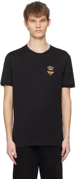 Черная футболка с вышивкой Dolce&Gabbana