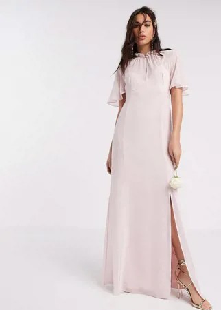 Шифоновое платье макси с кейпом Maids to Measure-Розовый цвет