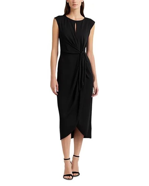 Платье миди с завязками спереди Ralph Lauren, цвет Black