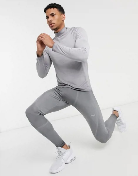 Спортивный лонгслив с эффектом масляной стирки ASOS 4505-Серый