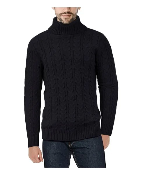 Мужской свитер вязания косами с круглым вырезом X-Ray, черный