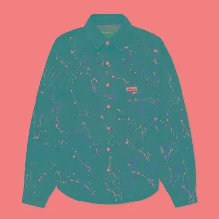 Мужская рубашка thisisneverthat Paint Splatter Denim, цвет серый, размер S