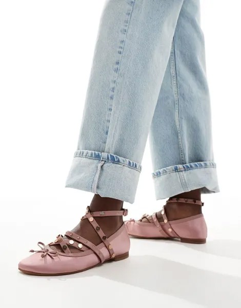 Розовые балетки с заклепками ASOS DESIGN Legacy