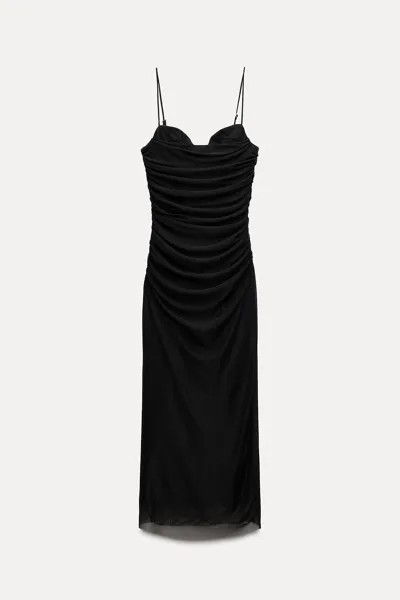 Платье Zara Tulle Midi, черный