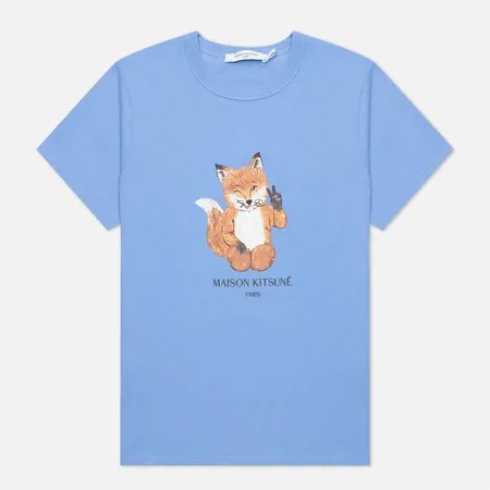 Женская футболка Maison Kitsune All Right Fox Print Classic, цвет голубой, размер S