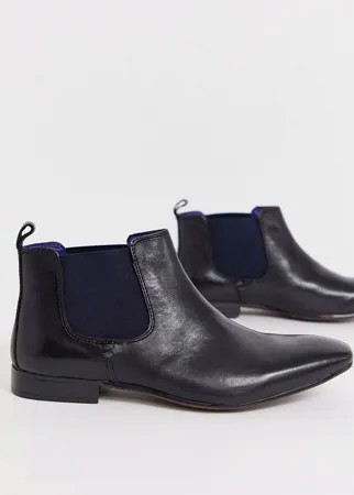 Черные кожаные ботинки челси с контрастной вставкой Silver Street-Черный