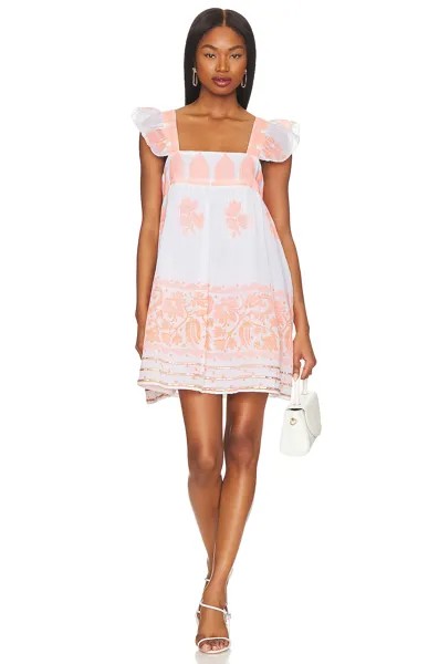 Платье juliet dunn Baby Doll, цвет White & Neon Orange