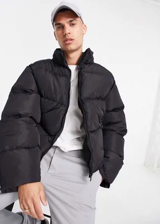 Черная дутая куртка ASOS DESIGN-Черный цвет