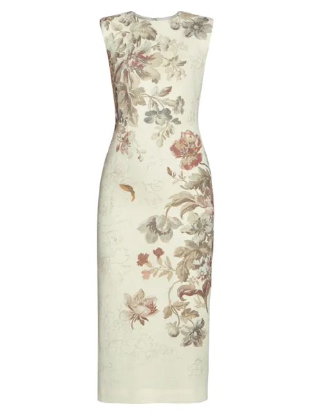 Платье миди из шерсти с цветочным принтом Dalilan Dries Van Noten, экру