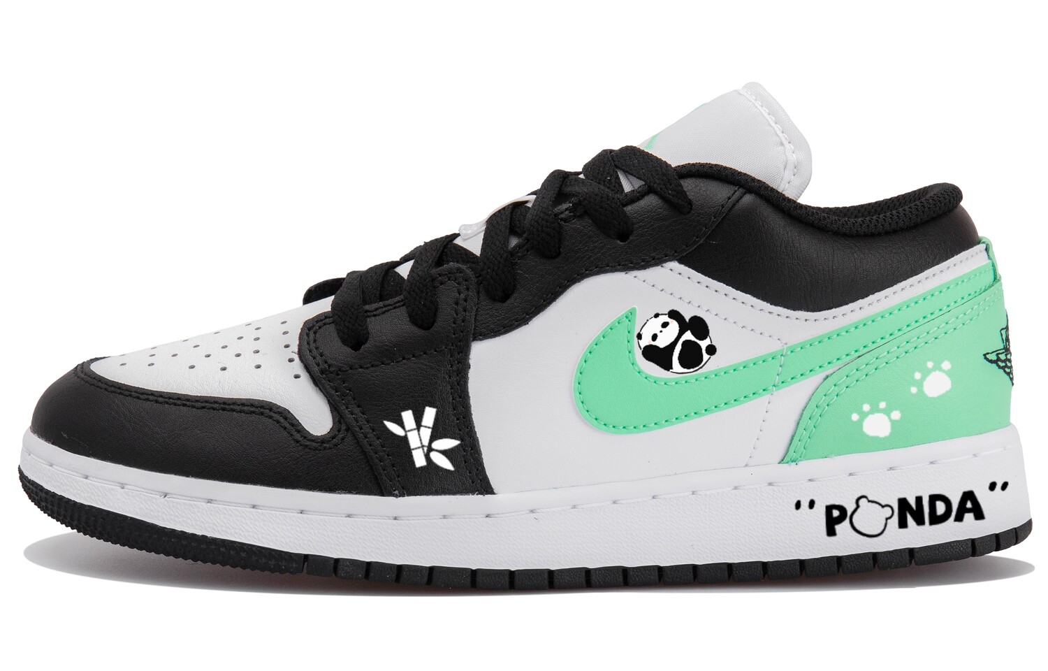 Кроссовки Air Jordan 1 Vintage Basketball Shoes Women's Low-top Black/white/green, зеленый