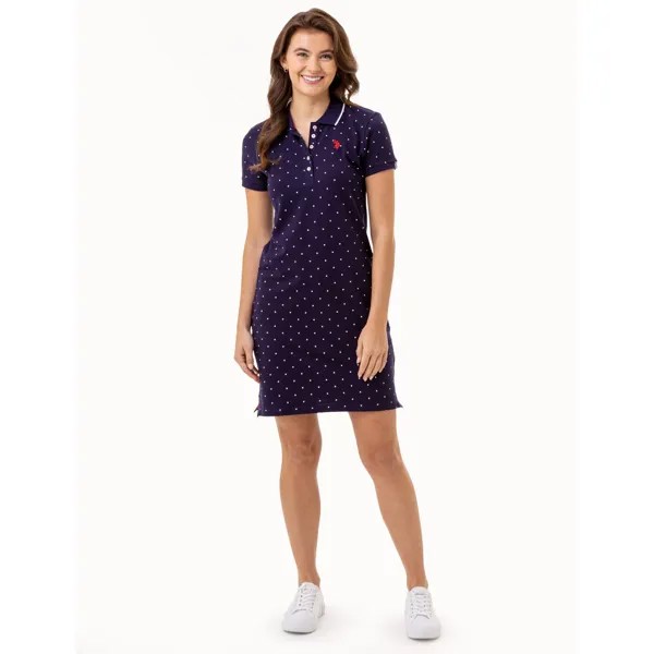 Платье-поло U.S. Polo Assn. Dot, темно-синий