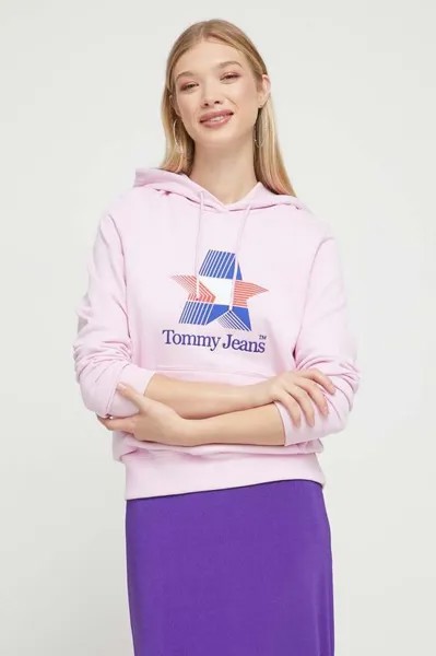 Хлопковая толстовка Tommy Jeans, розовый