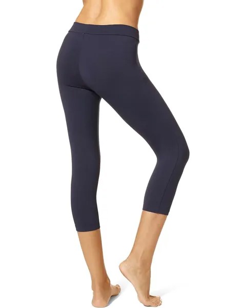 Брюки HUE Wide Waistband Blackout Cotton Capri Leggings, темно-синий