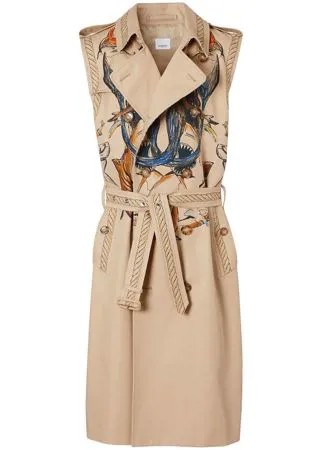 Burberry тренч без рукавов с принтом Marine Sketch
