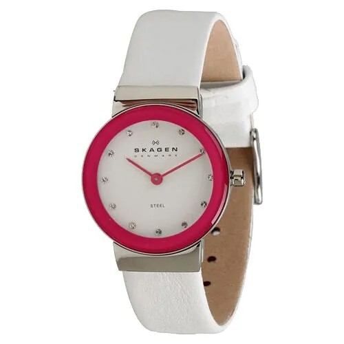 Наручные часы SKAGEN женские Leather SKW2016 кварцевые, водонепроницаемые, серебряный, белый