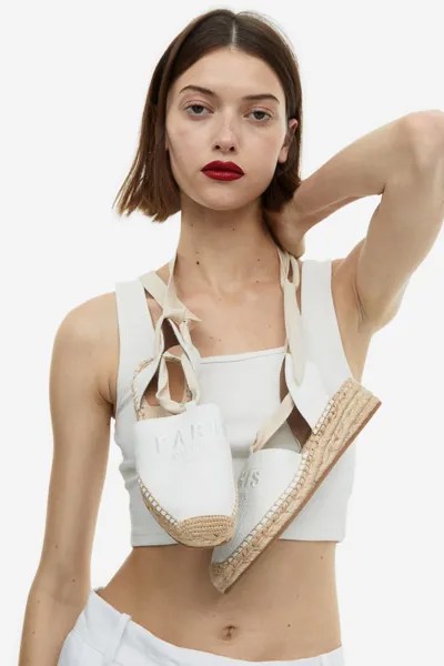 Эспадрильи с ремешком на завязках H&M, белый