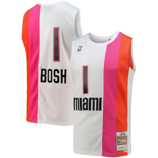 Мужская белая майка Mitchell & Ness Chris Bosh Miami Heat 2011-12 Hardwood Classics Swingman