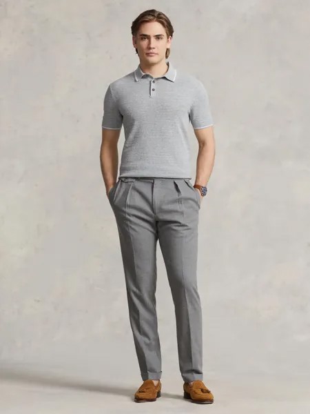 Поло Топ-поло из смесового льна с короткими рукавами Ralph Lauren, андовер хизер