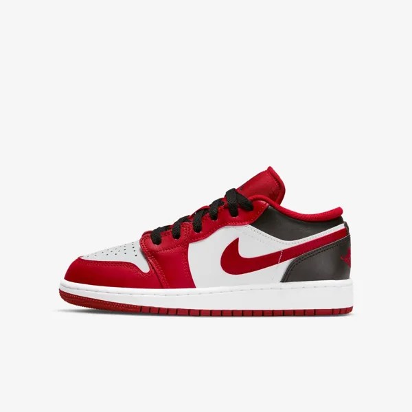 Кроссовки Nike Air Jordan 1 Low White Gym Red Black GS 553560-163