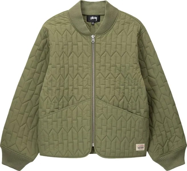 Куртка Stussy S Quilted Liner Jacket 'Olive', зеленый