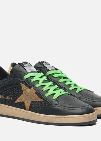 Мужские кроссовки Golden Goose Ball Star Leather/Leopard Horsy Star, цвет чёрный, размер 41 EU