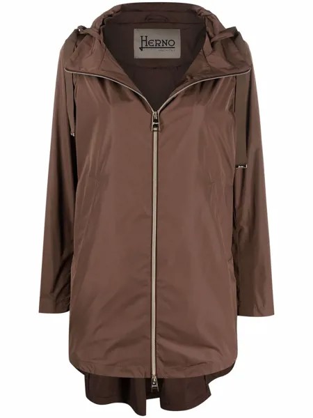Herno pleated-back hooded coat
