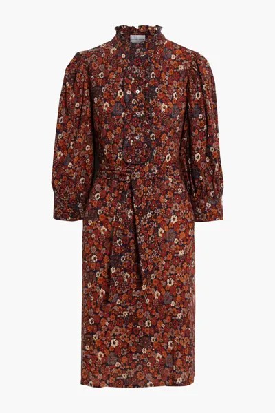 Платье Paoli из хлопковой вуали с цветочным принтом и поясом Antik Batik, коричневый