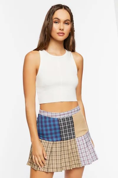Мини-юбка в переработанную клетку Forever 21, синий