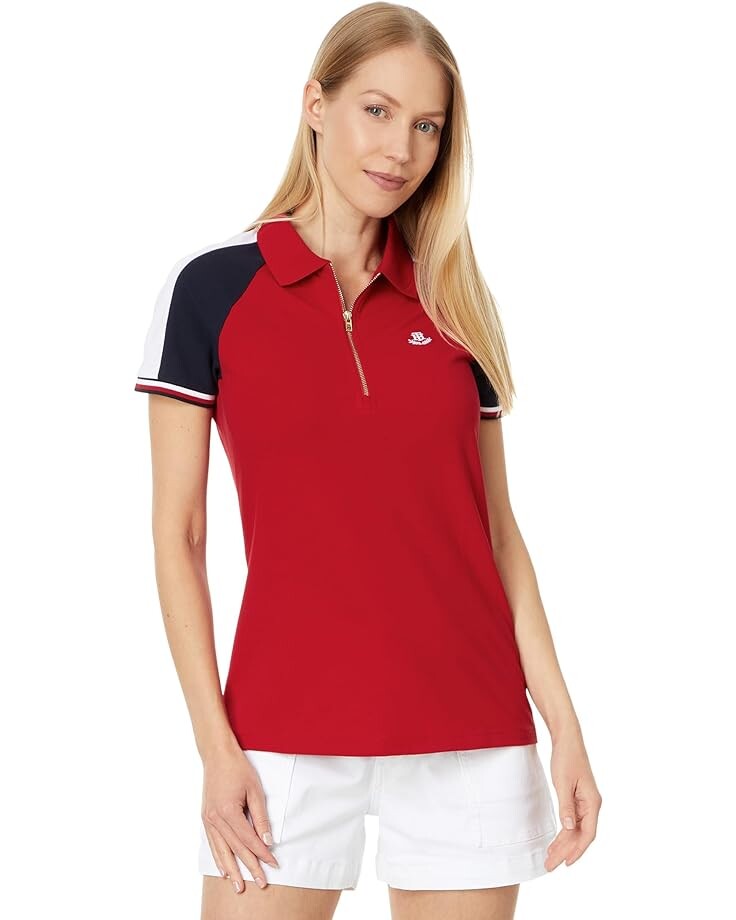 Поло Tommy Hilfiger Color-Block Raglan Zip, цвет Scarlet
