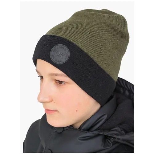 Шапка бини UKI KiDS, размер 54, хаки, черный