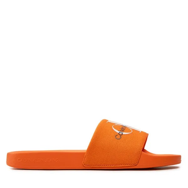 Шлепанцы Calvin Klein Jeans Slide Monogram Co YM0YM00061 Vibrant Orange/Bright White SCB, оранжевый