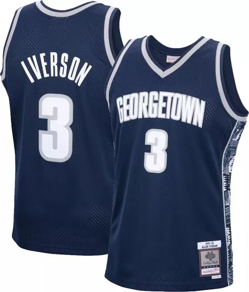 Мужская темно-синяя майка Mitchell & Ness Georgetown Hoyas Allen Iverson № 3 '95-'96 Swingman