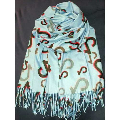 Палантин ,180х70 см, голубой, черный