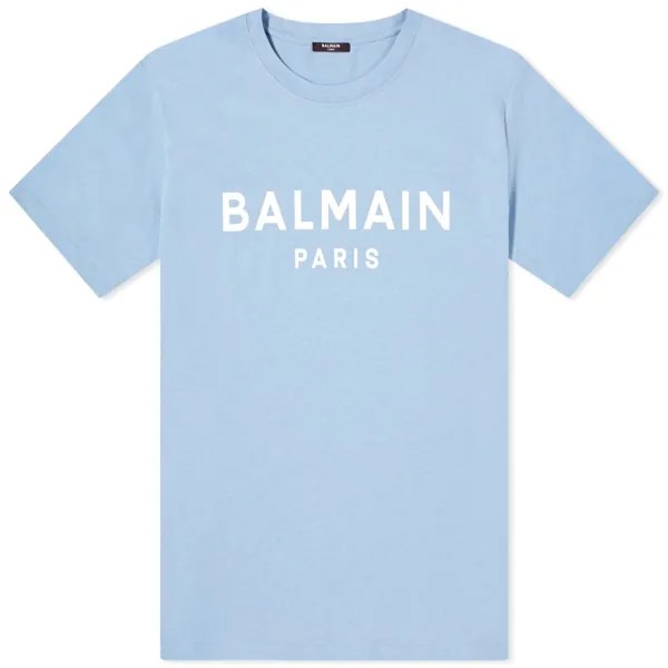 Футболка Balmain Paris Logo, цвет Pale Blue & White