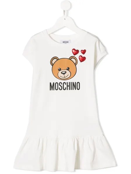 Moschino Kids платье с принтом медведя