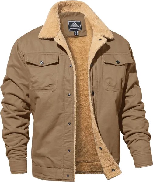 Мужская хлопковая куртка-карго Magnivit Sherpa Fleece Lined, хаки