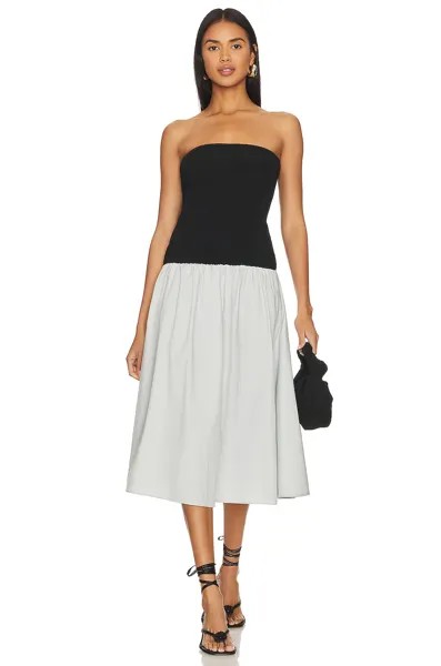 Платье миди WeWoreWhat Ribbed Cotton, цвет Black & Mist