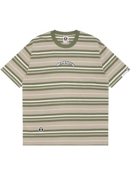 Полосатая футболка с вышитым логотипом AAPE BY *A BATHING APE, зеленый