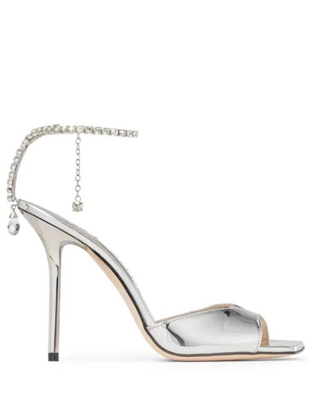 Jimmy Choo босоножки Saeda 100 с кристаллами, серебристый