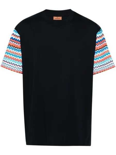 Missoni футболка с узором зигзаг на рукавах, синий