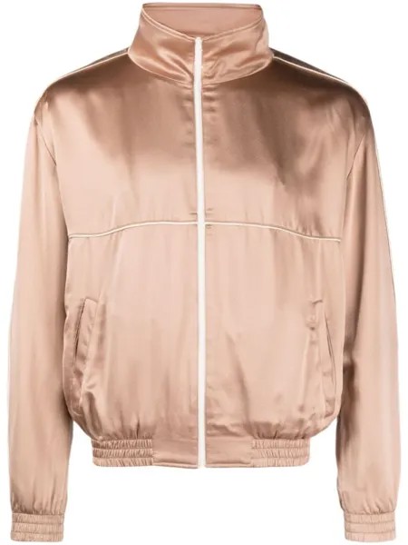 Saint Laurent шелковая куртка на молнии, нейтральный цвет