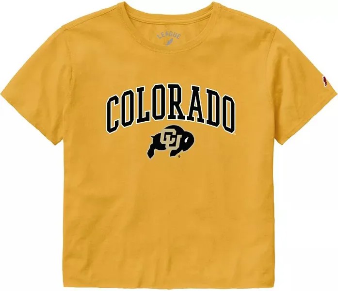 Женская укороченная футболка из хлопка цвета золотистого цвета League-Legacy Colorado Buffaloes