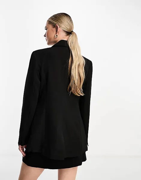 Двубортный пиджак оверсайз Miss Selfridge черного цвета - ЧЕРНЫЙ - ЧЕРНЫЙ