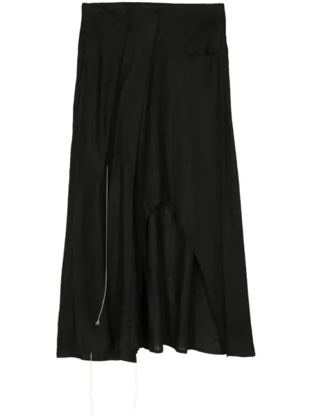 Асимметричная льняная юбка Yohji Yamamoto, черный