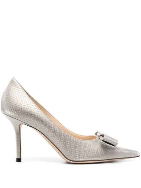 Jimmy Choo туфли Love 85 с бантом, нейтральный цвет