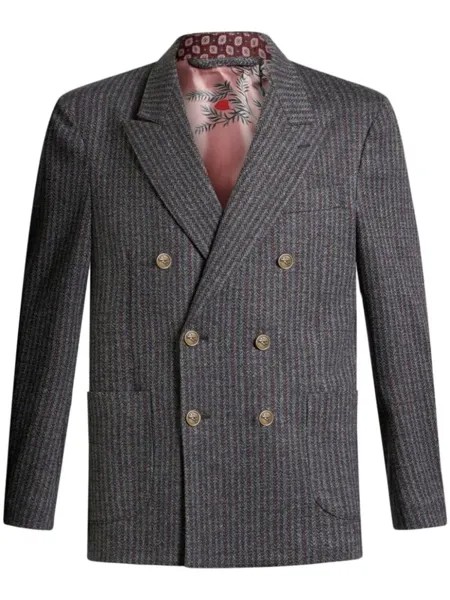 ETRO двубортный пиджак в полоску, серый